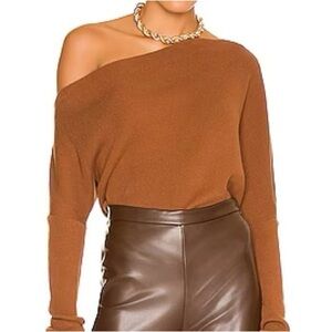 ASTR the Label M Lorne Brown Off-Shoulder Sweater Quiet Luxury Workwear